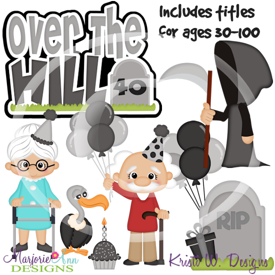 Over The Hill Cutting Files/Paper Piecing +Clipart - Click Image to Close